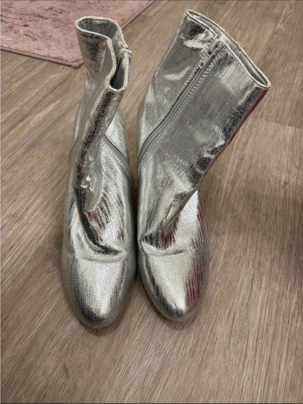 Silver Metallic Women’s Ankle Boots